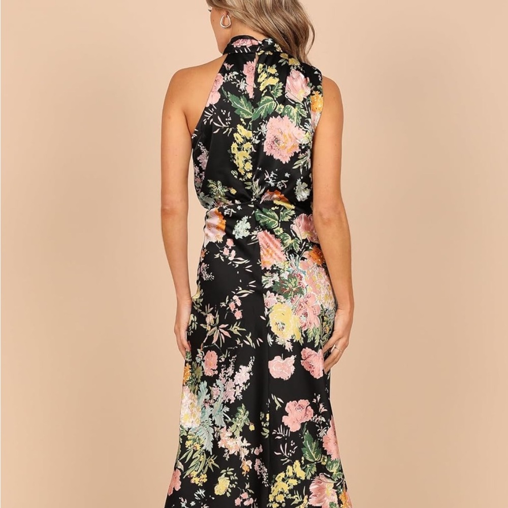 Pink and Yellow Halter Neck Backless Sundress
